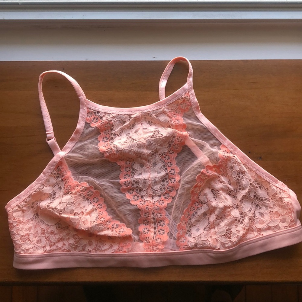Victoria’s Secret peach lace high neck bralette